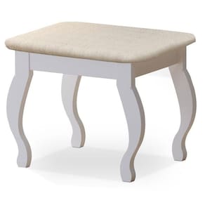 Banqueta Com Almofada Para Penteadeira Branco - Luapa