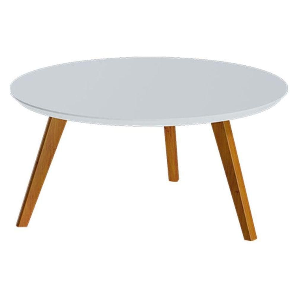 Mesa De Centro Classic Redonda Branco Acetinado - Imcal