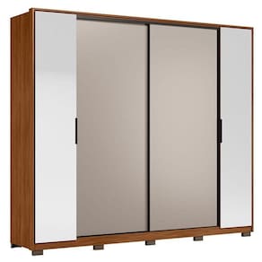 Guarda Roupa Casal Laredo Nogueira Nude Prime Tx Flex Com Espelho E Pés Demóbile - Demartêz