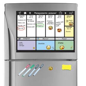 Planner senamal planejador magnético geladeira com 6 emoticons 4 canetas e apagador com imã controle rotina da semana