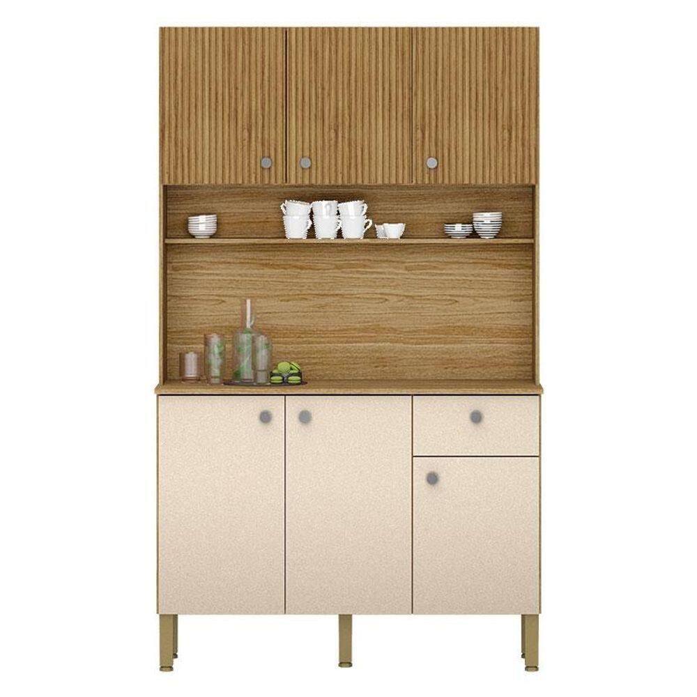 Kit Cozinha Style 6 Portas Freijó Vanilla Ripado - Kits Paraná