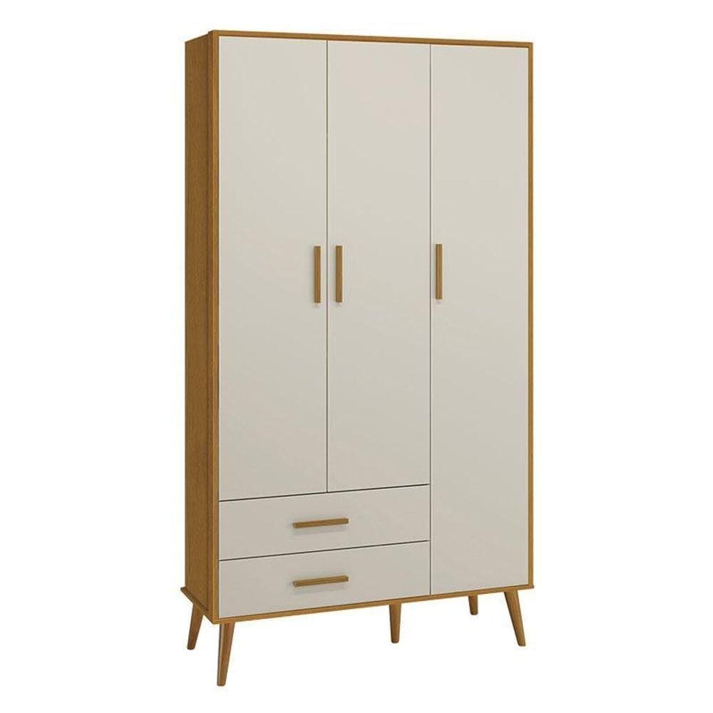 Guarda Roupa Infantil 3 Portas Isis Areia Acetinado Savana - Reller