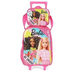 Kit Mochila Rodinhas Lancheira Luxcel Barbie Pink