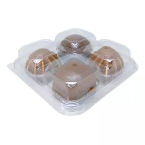 Embalagens Petit Four 4 Cavidades Quadrada Para Doces Gourmet 20 Peças