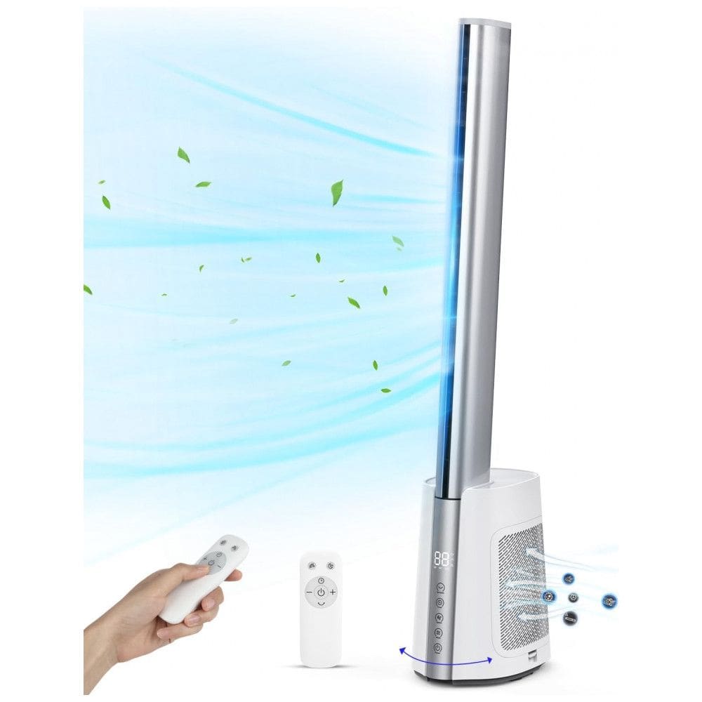 Ventilador de Torre sem Lâmina com Filtro HEPA, Controle Remoto, 3 Modos e 12 Velocidades, 110V, Gimify, Branco