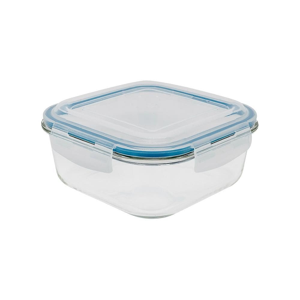 Pote de Vidro Com Tampa Transparente Quadrado Raso 2200l