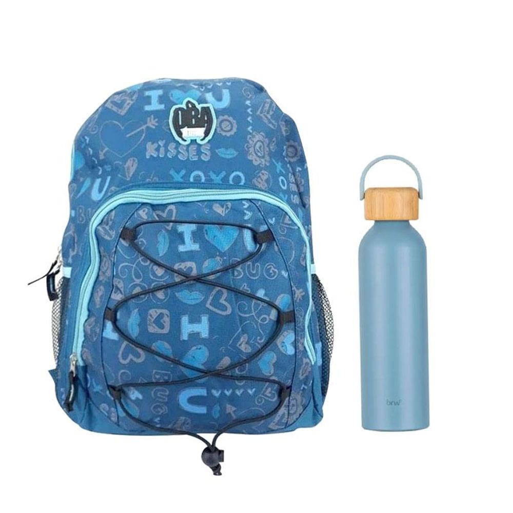 Kit Mochila Escolar Infantil SBDV2033 e Garrafa de Água GA0601 500ml Azul Bali - Fuseco