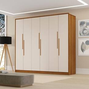 Guarda Roupa Casal Ambiente Córdoba 6 Portas Freijó Off White Pina - Luapa