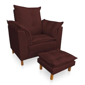 Kit Poltrona Amamentação Sara e Puff Suede Marsala SKY MOBILE