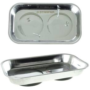 Bandeja Magnética Retangular Starfer para Ferramentas e Peças Metálicas Aço Inoxidável 240x140mm