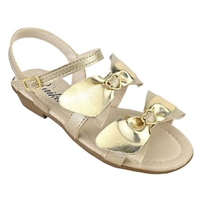 Sandália de Salto Infantil Menina Salomé Tiras Com Laços Dourado