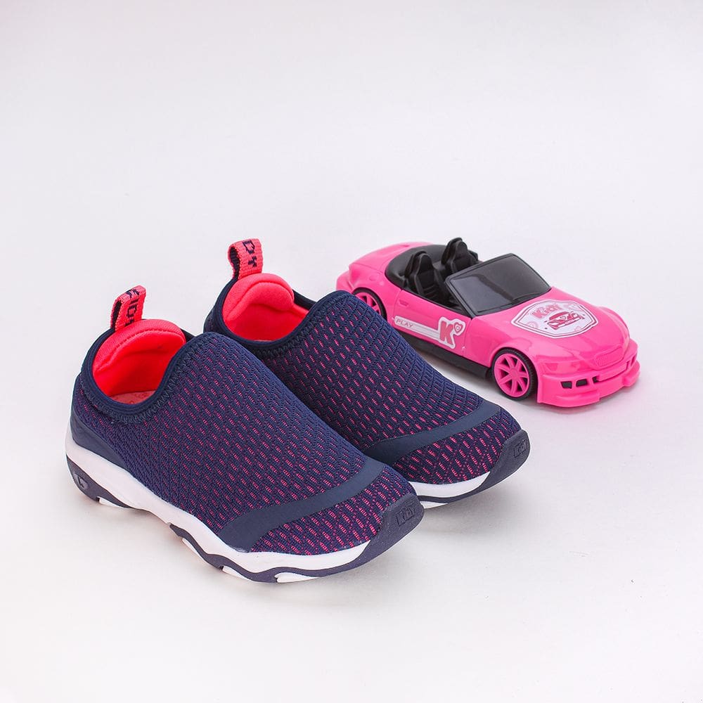 Tênis Infantil Kidy Play Com Brinquedo Azul Pink