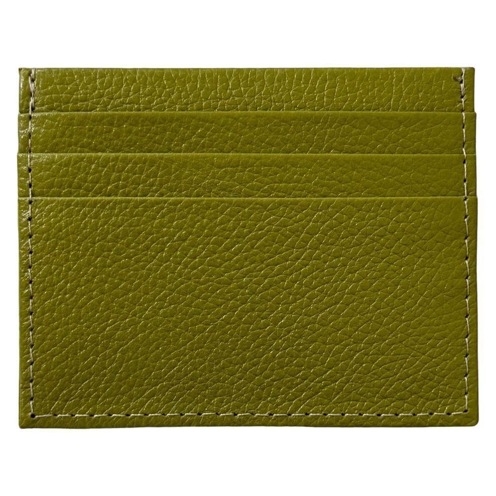 Porta Cartão Slim Em Couro Verde Olivia