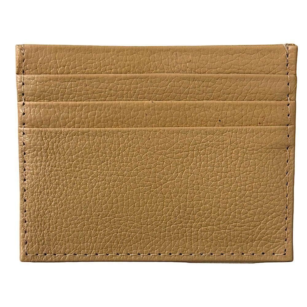 Porta Cartão Slim Em Couro Bege