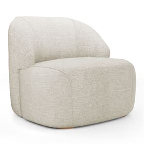 Poltrona Decorativa Living Kaya Orgânica Linho Bege Claro - Desk Design