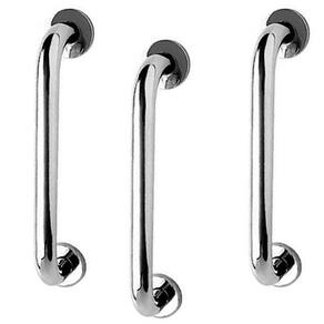 Alça de Apoio 30cm Kit 3 Unidades Barra Aço Inox Idoso Deficiente Cadeirante Acessibilidade Box Banheiro Segurança Suporte Proteçao