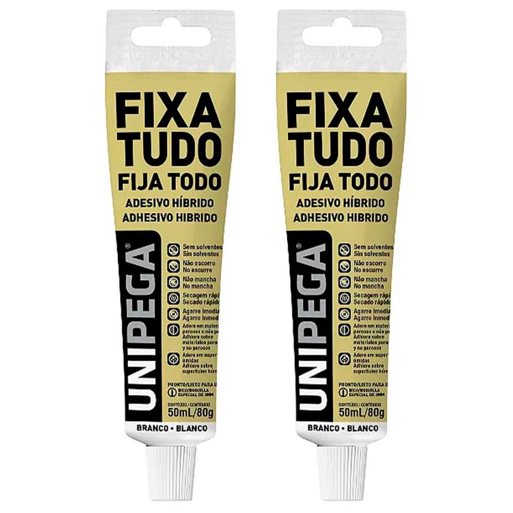 Kit 2 Silicone Adesivo Cola Fixa Tudo 80g - Unipega