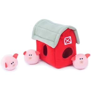 Pelúcia Zippypaws Burrow Brinquedo Com Apito Celeiro e Porcos Para Cães E Gatos
