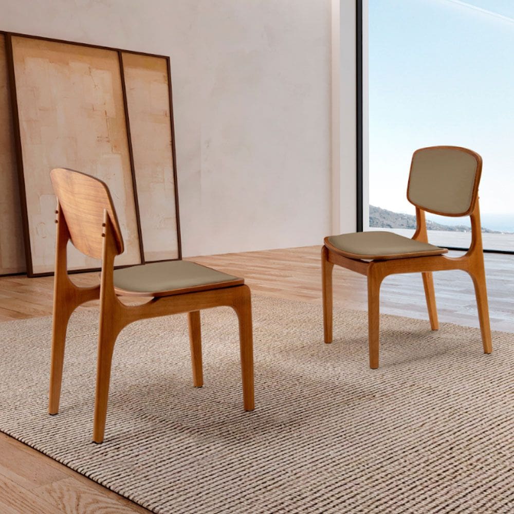 Conjunto com 2 cadeiras Malta em Madeira Maciça para Sala de Jantar Moderna Mobília