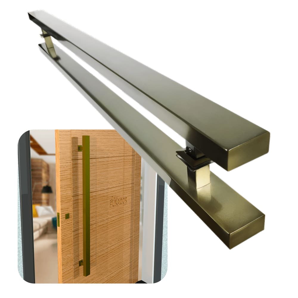 Puxador Portas Duplo Aço Inox Antique Ouro Velho Grand Clean 1,2 m para portas: pivotantes/madeira/vidro temperado/porta alumínio e portões