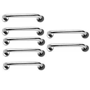 Alça de Apoio 30cm Barra Inox Kit 7 Unidades Cadeirante Segurança Idoso Corredor Box Banheiro Acessibilidade Deficiente Suporte Corrimao