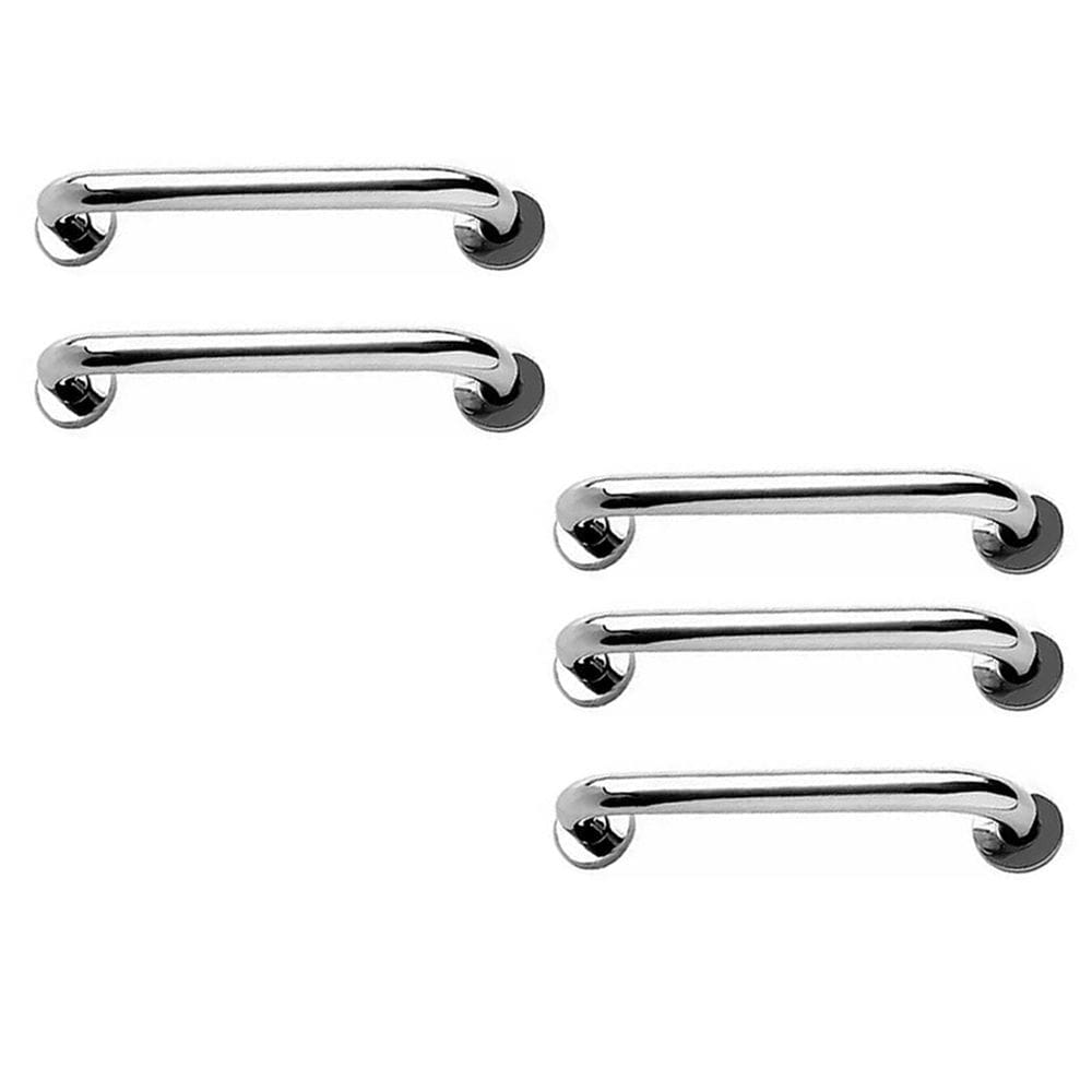 Alça de Apoio Barra 30cm Kit 5 Unidades Inox Idoso Cadeirante Deficiente Banheiro Box Corrimao Suporte Escada Segurança Acessibilidade