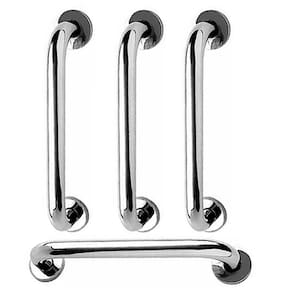 Alça de Apoio 30cm Barra Aço Inox Kit 4 Unidades Acessibilidade Idoso Deficiente Cadeirante Suporte Box Banheiro Segurança Proteçao