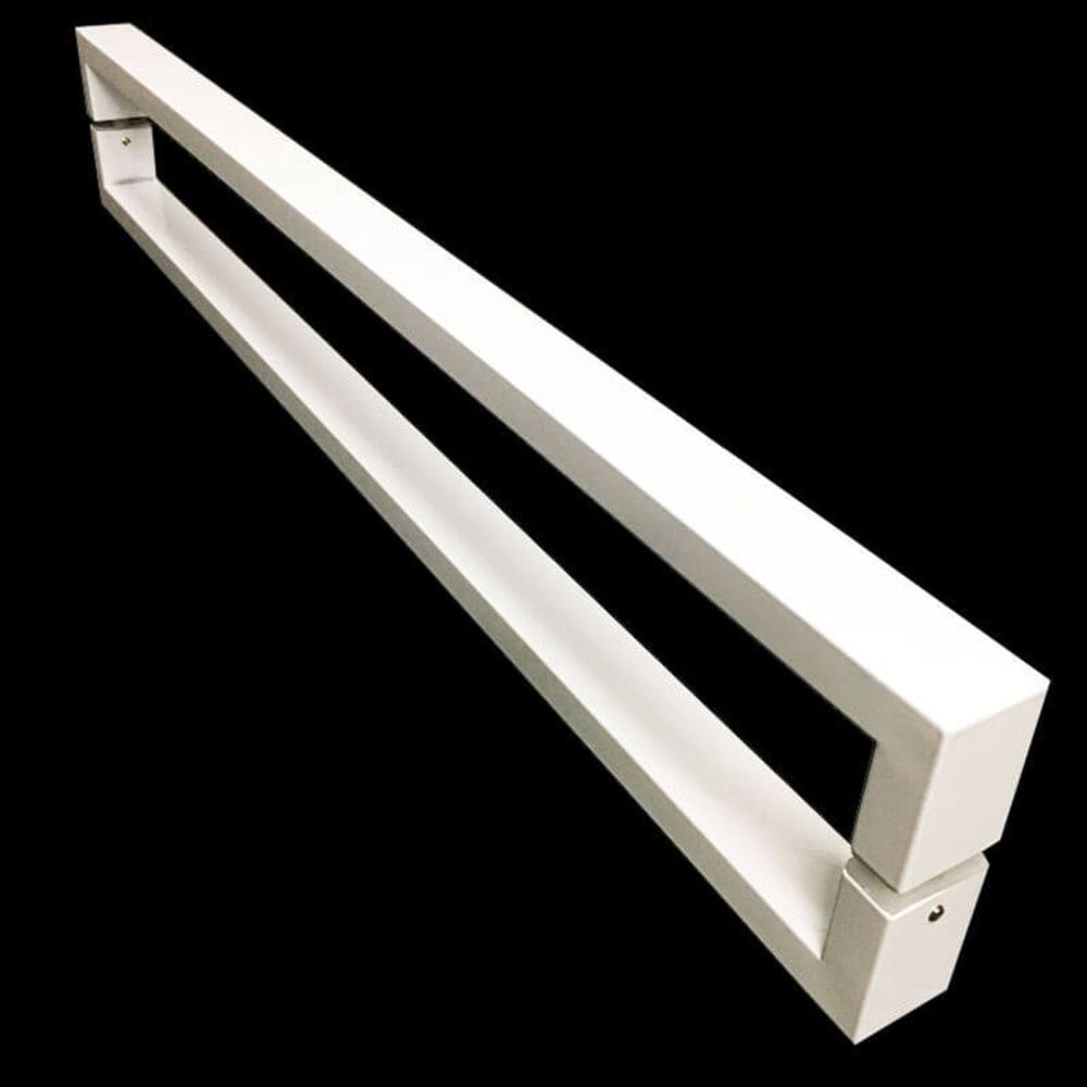 Puxador Portas Duplo Aço Inox Branco Greco 1,2 m para portas: pivotantes/madeira/vidro temperado/porta alumínio e portões
