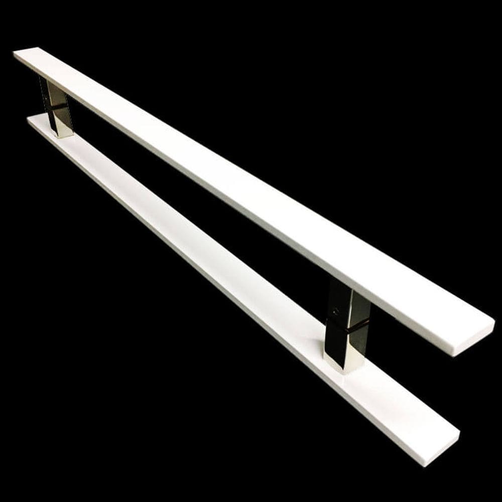 Puxador Portas Duplo Aço Inox Branco Clean 1,2 m para portas: pivotantes/madeira/vidro temperado/porta alumínio e portões