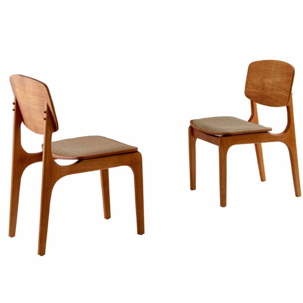 Conjunto com 2 cadeiras Malta Gold em Madeira Maciça para Sala de Jantar Moderna Mobília