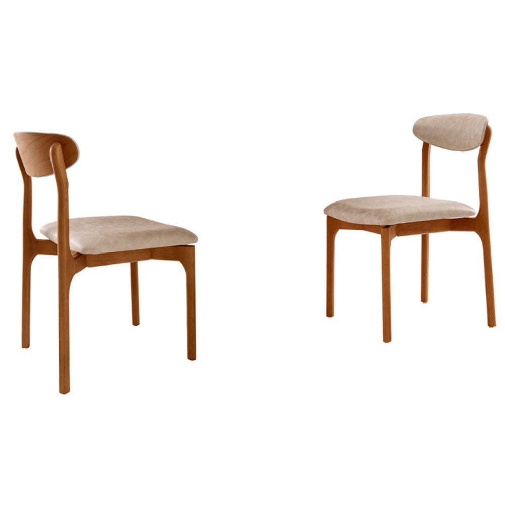 Conjunto com 2 cadeiras Noronha em Madeira Maciça para Sala de Jantar Moderna Mobília