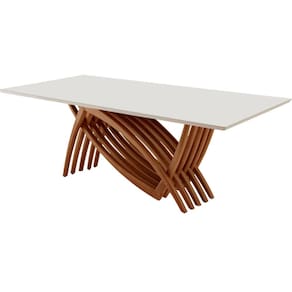 Mesa para Sala de Jantar Vênus 220cm Madeira com Vidro Moderna Mobília