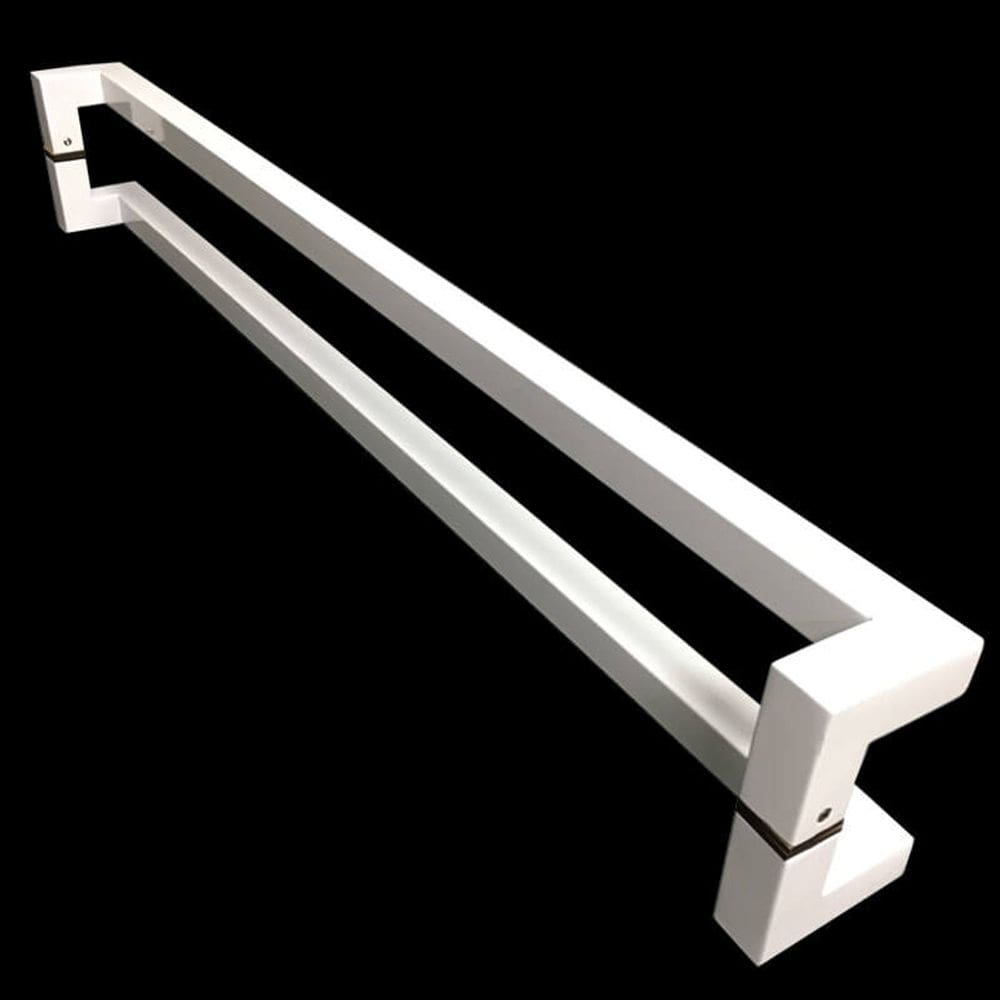 Puxador Portas Duplo Aço Inox Branco Athenas 1,8 m para portas: pivotantes/madeira/vidro temperado/porta alumínio e portões