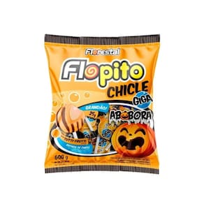 Pirulito Chicle Abóbora Halloween Giga Flopito 24un 600g