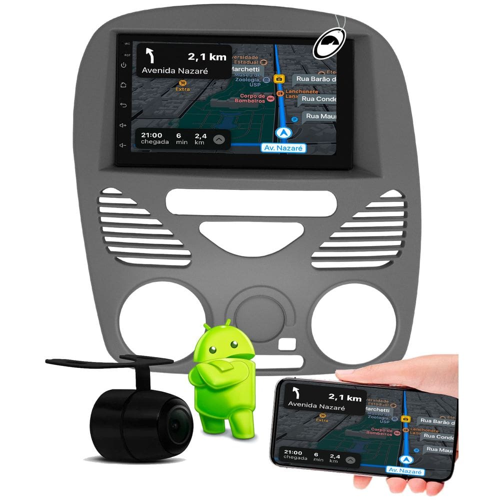 Multimidia 7" Polegadas Android Palio Fire G2 Siena Strada Weekend Sem Ar CarPlay Wi-Fi + Câmera de Ré