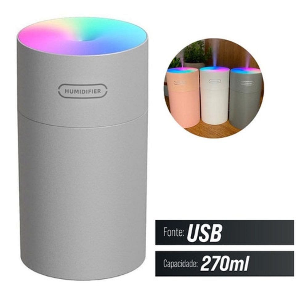 Umidificador De Ar 270Ml Com Led Cinza 4047Cz
