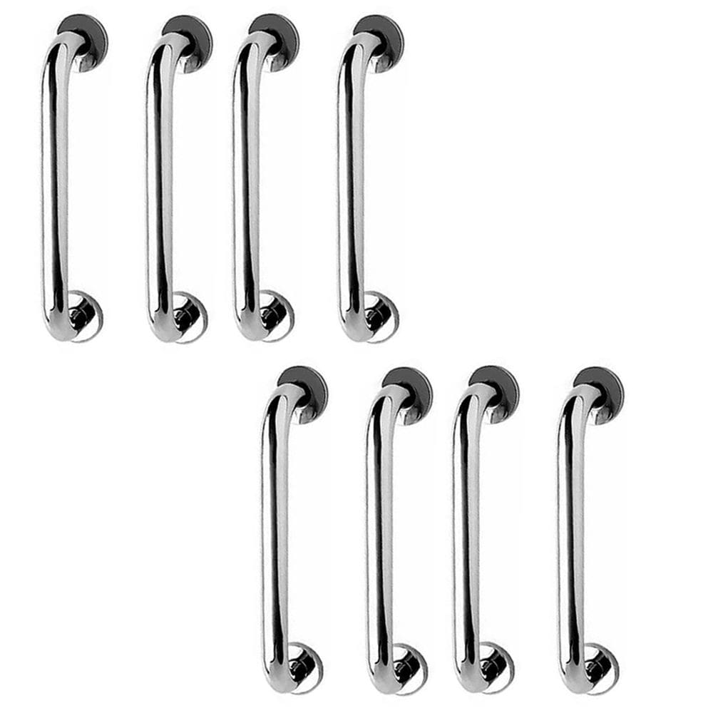 Alça de Apoio Barra Inox 30cm  Kit 8 Unidades Segurança Idoso Cadeirante Deficiente Corredor Box Banheiro Acessibilidade Corrimao Suporte