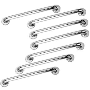 Alça Apoio Aço Inox 50Cm Kit 7 Uni Suporte Anti Queda Idoso Gestante PCD Box Banheiro Escada Segurança