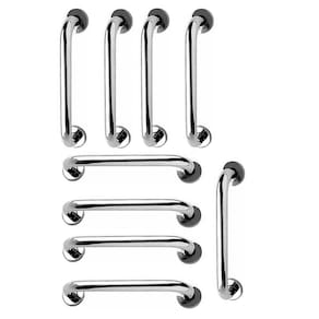 Alça Barra de Apoio Inox 30cm Kit 9 Unidades Segurança Idoso Cadeirante Deficiente Box Banheiro Acessibilidade Corrimao Suporte Proteçao