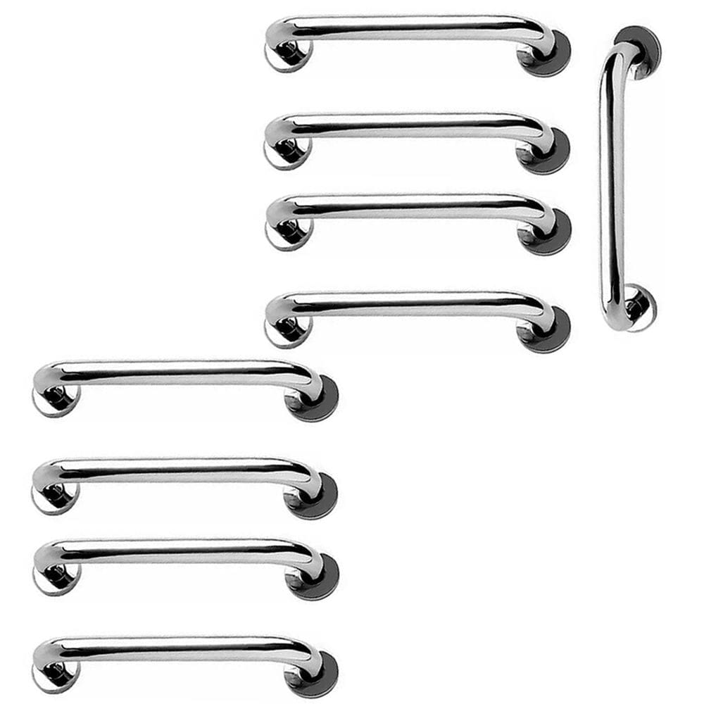 Alça de Apoio Barra 30cm Inox Kit 9 Unidades Idoso Cadeirante Banheiro Box Segurança Corredor Corrimao Suporte Acessibilidade