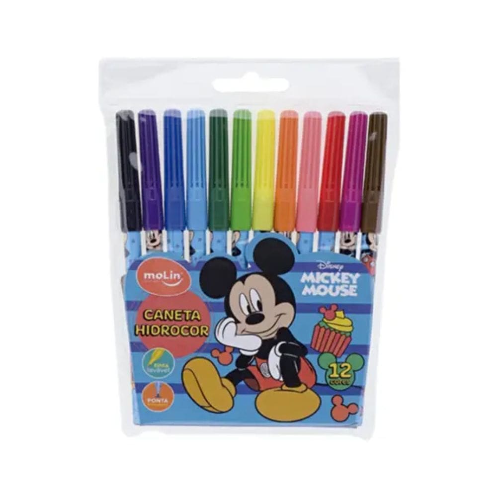 Caneta Hidrocor Molin Mickey 12 Cores Rf 22620 C/01