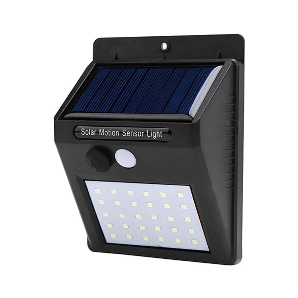 Lâmpada Luminária Solar Com 30 Leds Sensor De Presença Recarregável Quintal E área Externa