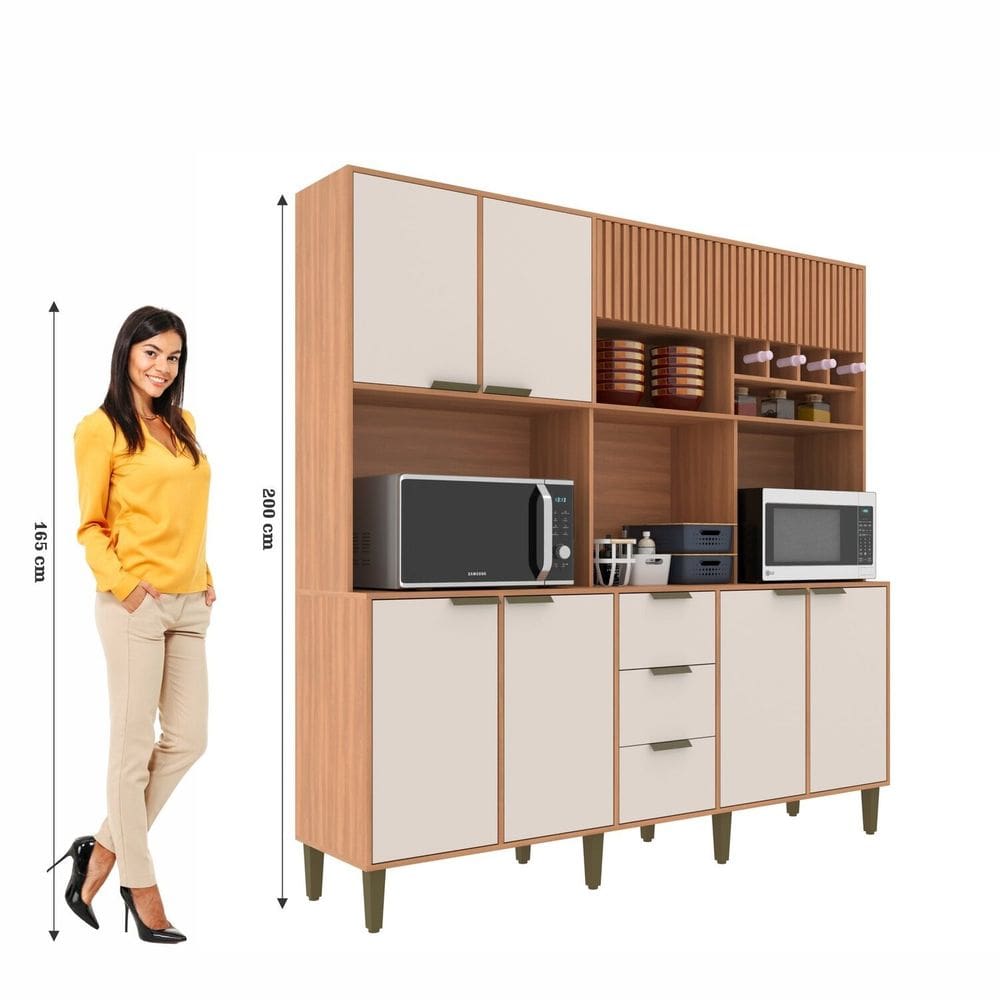 Cozinha Compacta 7 Portas 3 Gavetas Emilia Freijó/Off | Casas Bahia