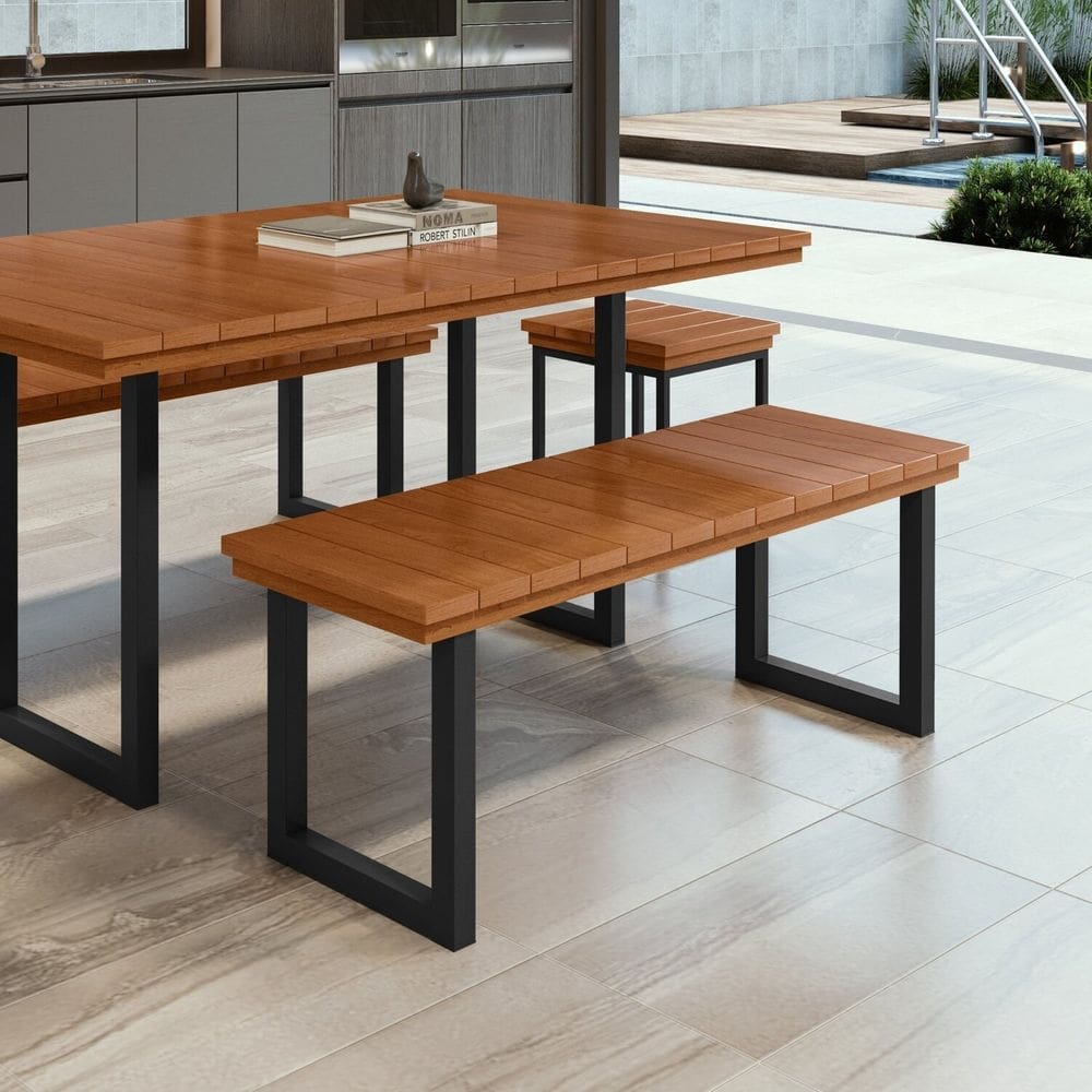 Banco Madeira Maciça 170cm Capri 55cm X 40cm X 170cm Preto fosco / Madeira