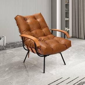 Poltrona de Ferro e Madeira, Estofada com Braço Costela Living Outdoor Espresso Móveis Marrom