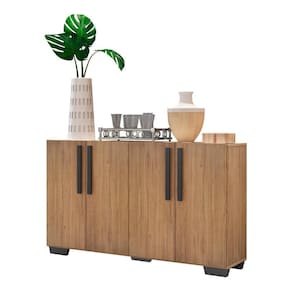 Aparador Buffet 4 Portas Com Pés Quadrados Rustic/preto