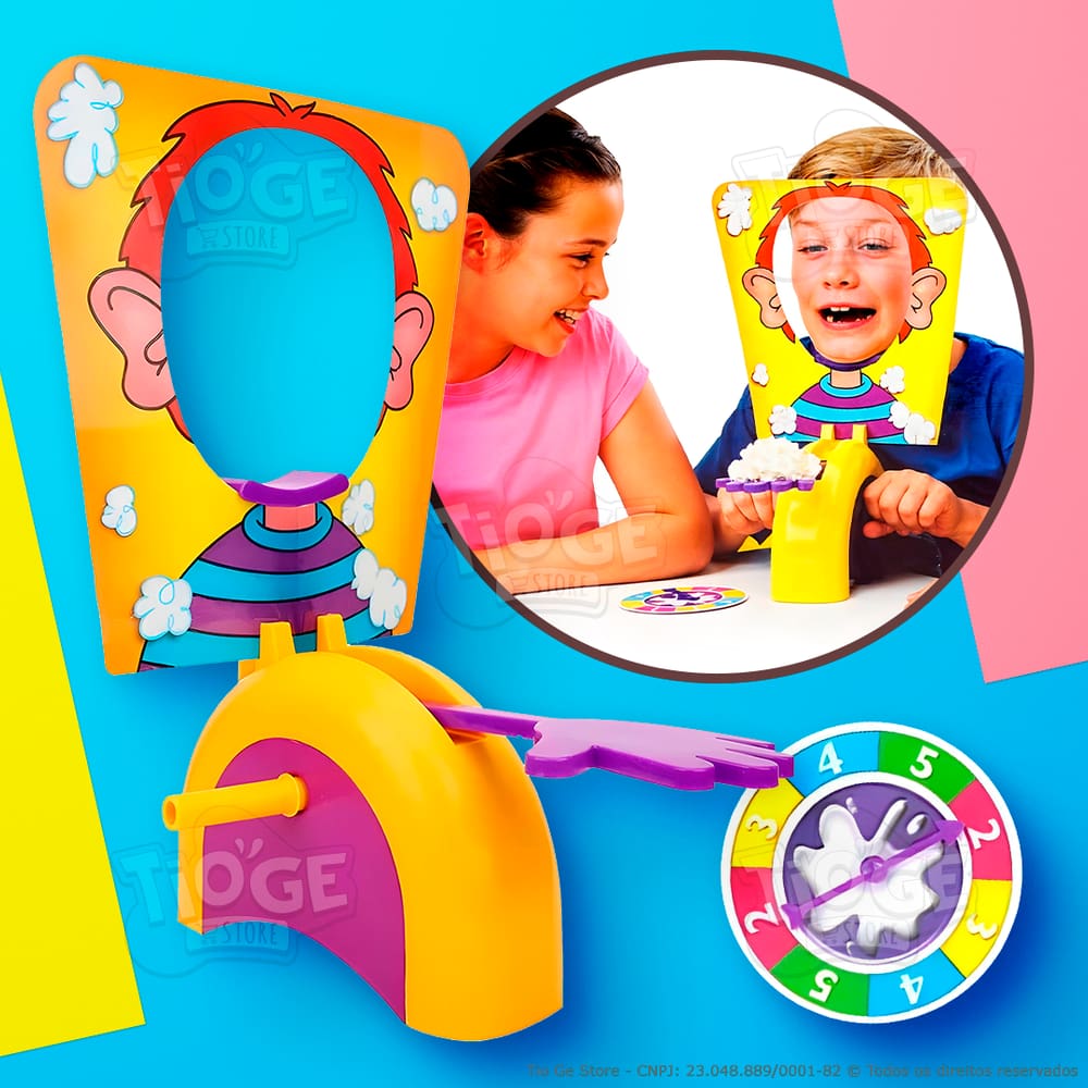Jogo Recreativo de Mesa Máquina de Torta na Cara Brinquedo Divertido para Crianças e Toda a Família Brincadeira de Susto
