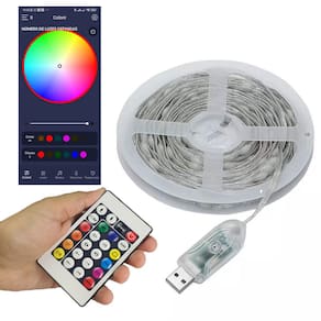 Fita Led Aplicativo Smart Aplicativo Celular Cores RGB App Ajustavel Natal Gesso Arvore Sanca Mesa Escada Festa Pisca Pisca