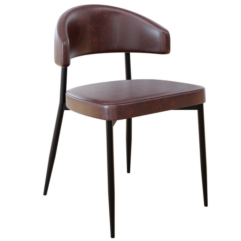 Cadeira Estofada Para Sala de Jantar Serena Preto C01 Courino Café - Lyam Decor