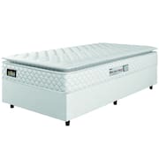 Cama Box Solteiro Colchão Espuma D33 Pillow Top New Millenium 88x188x57cm Branco Hellen – Suporta Até 120 Kg Por Pessoa